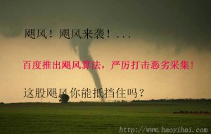 百度推出颶風(fēng)算法，嚴(yán)厲打擊惡劣采集!這股颶風(fēng)你能抵擋住嗎？